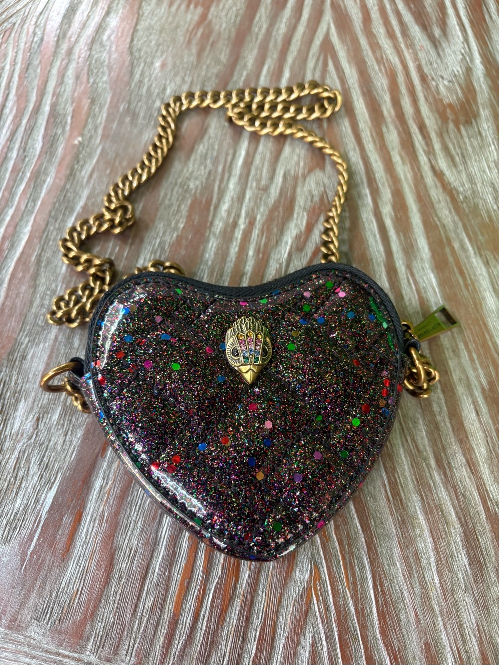 Kurt Geiger Heart-Shaped Glitter Crossbody - Black Multi-Color